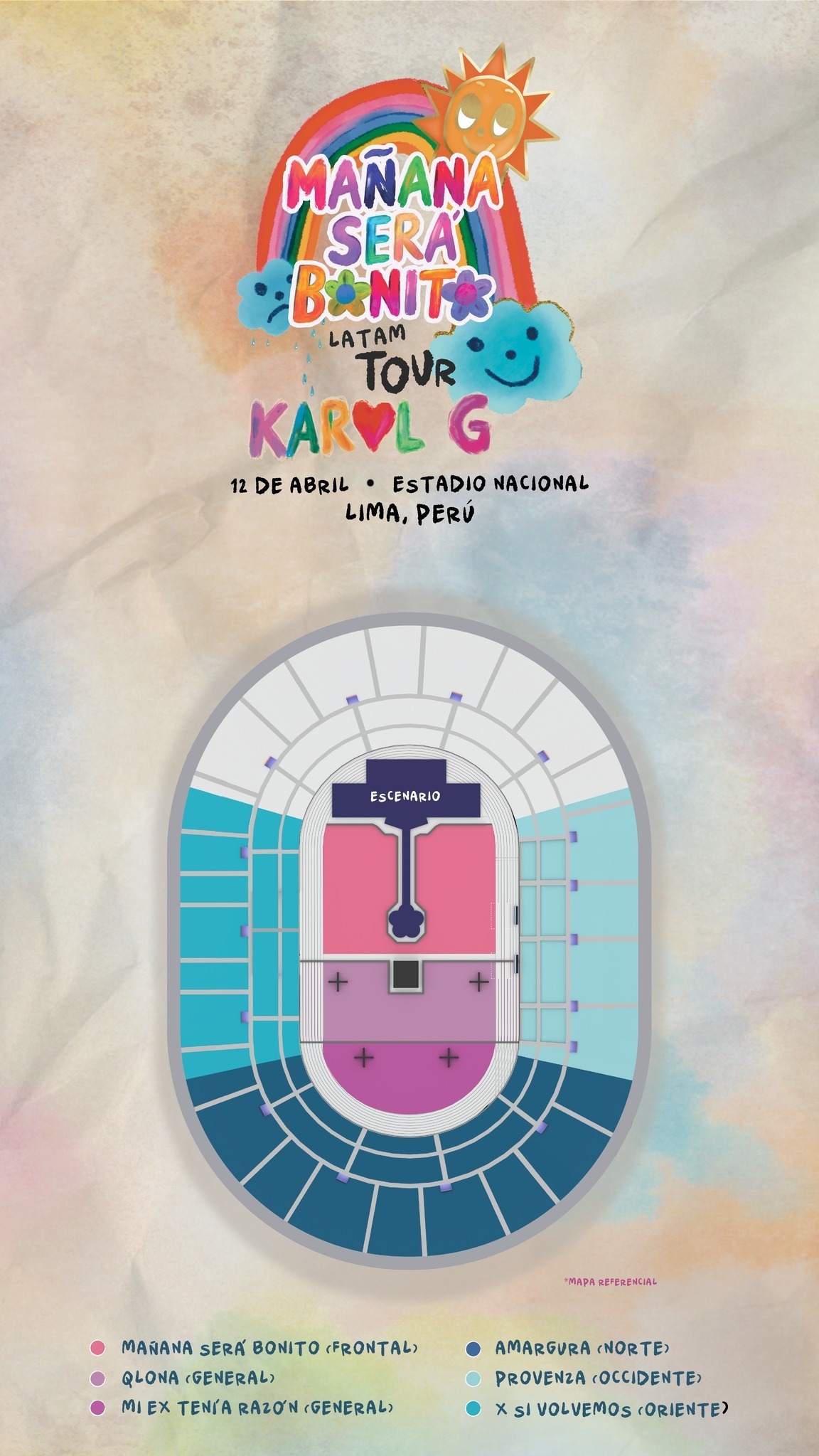 Las zonas que tendrá el concierto de Karol G en el Estadio Nacional / Instagram