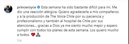 Prince Royce alarmó a sus fans tras ser internado en hospital en Chile