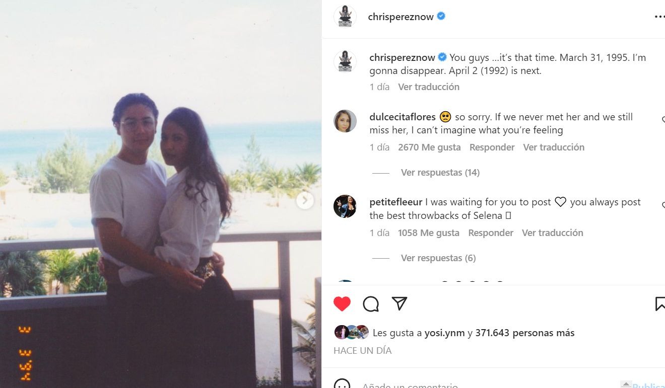Selena Quintanilla: Chris Pérez compartió fotos inéditas de la cantante a 28 años de su muerte 