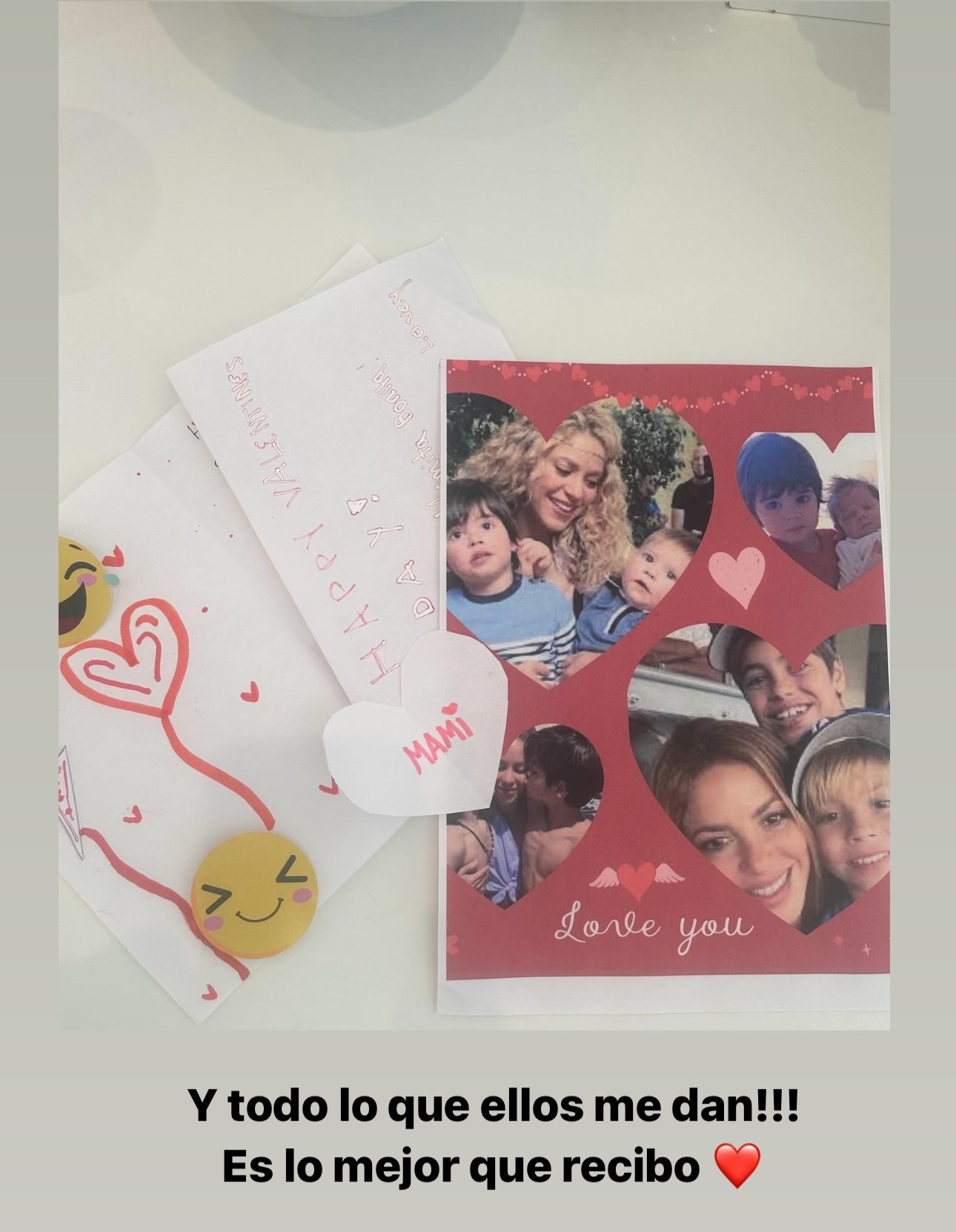 Regalos que Shakira recibió de parte de sus hijos Milan y Sasha por San Valentín/Foto: Instagram