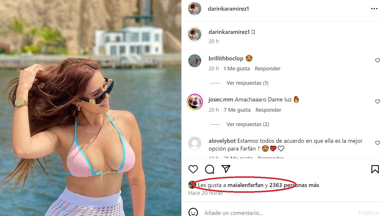 Maialén Farfán reacciona a las publicaciones de Darinka Ramírez / Instagram