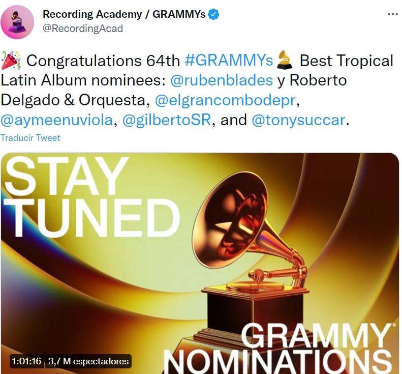 Tony Succar es nominado al Grammy en la categoría de Mejor Álbum Tropical Latino