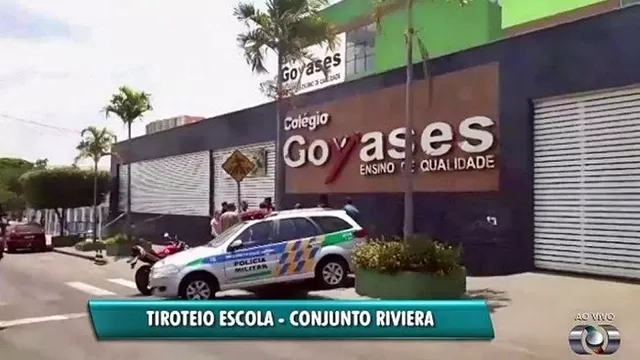 Fachada de la escuela de Brasil blanco del ataque. Captura: TV Anhanguera