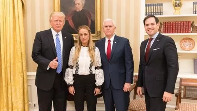 Donald Trump, Lilian Tintori, Mike Pence y Marco Rubio en la Casa Blanca. (V&iacute;a: Twitter)