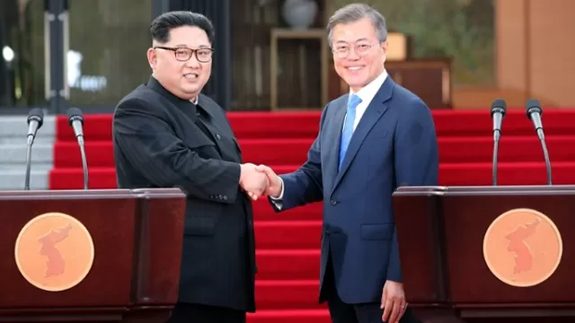 Presidentes de las dos Coreas. Foto: AFP
