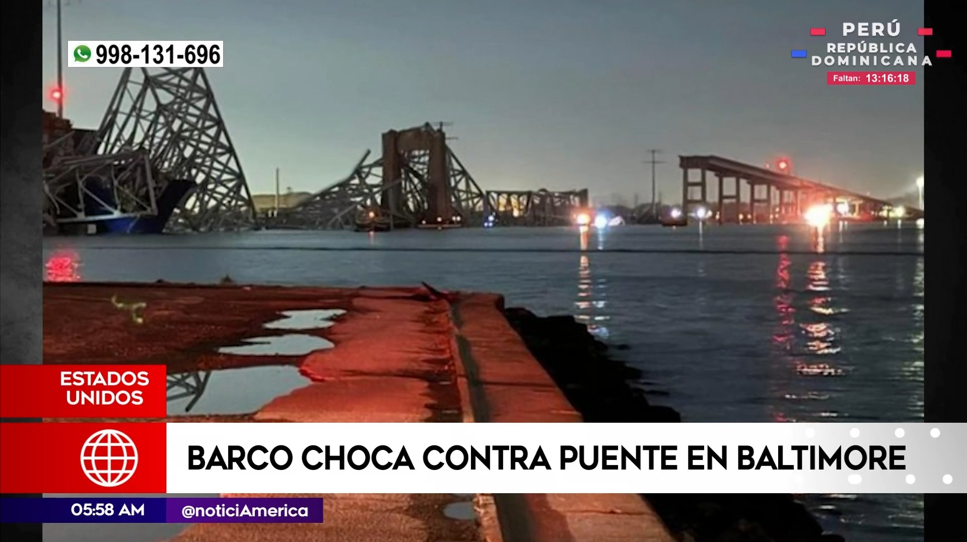 Puente colapsó en Estados Unidos. Foto: América Noticias