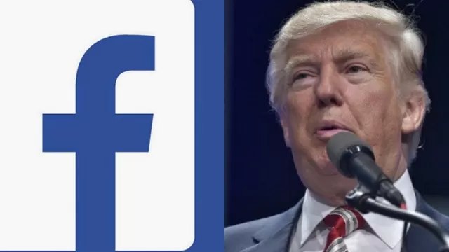 Logo de Facebok y Donald Trump, presidente de Estados Unidos.