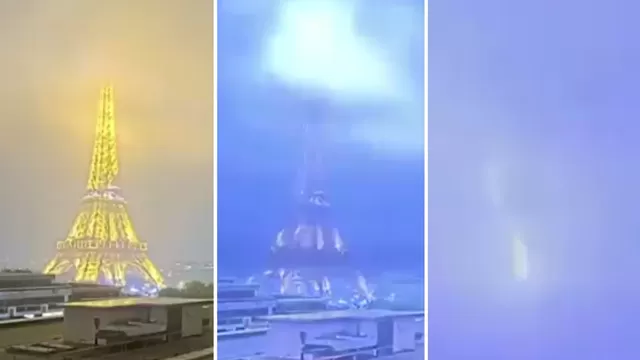 Francia: Captan momento en que un rayo impactó contra la Torre Eiffel