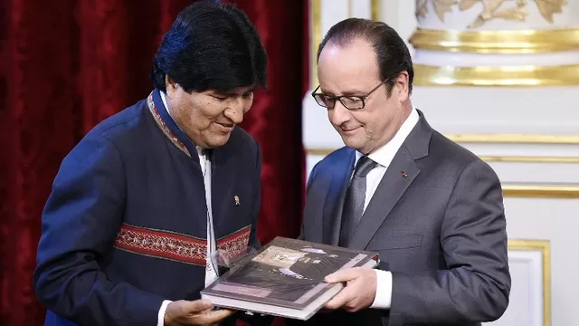 Evo Morales junto al presidente Fran&ccedil;ois Hollande. (V&iacute;a: AFP)