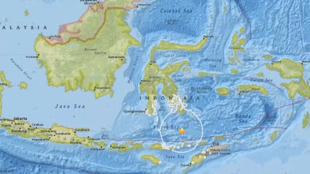 El movimiento tel&uacute;rico se produjo a las 06H47 hora local (22H47 GMT del s&aacute;bado) a una profundidad de siete kil&oacute;metros con epicentro en la isla de Lombok. (Foto: USGS)