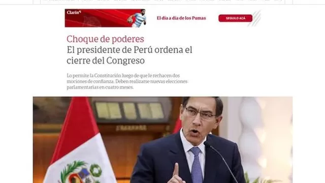Vizcarra disolvió el Congreso y así lo informó la prensa internacional