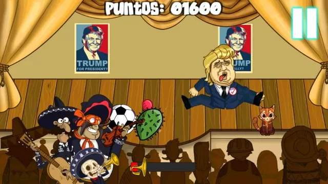  Fotografía cedida por Karaokulta que muestra parte del videojuego que permite arrojar balones y botellas a Donald Trump (Foto: EFE)