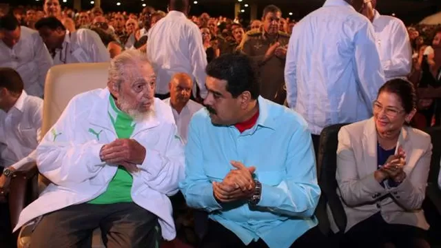 Fidel Castro junto al presidente Nicolás Maduro. (Vía: Infobae)