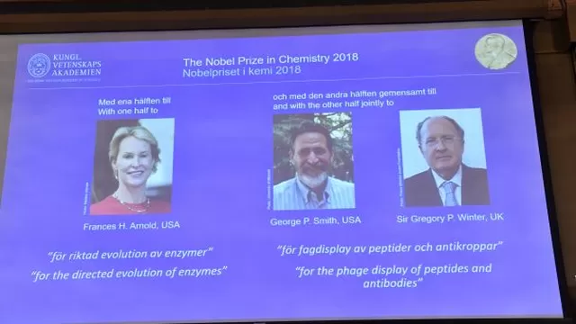 Nobel de Química 2018 premia a tres científicos por sus trabajos sobre proteínas