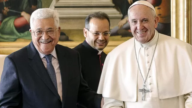 Presidente palestino, Mahmud Abás y el Papa Francisco. Foto: AFP