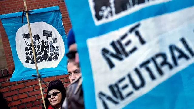 Manifestaciones en EE.UU. en favor de la neutralidad de la red. Foto: AFP