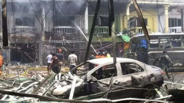 La explosión sucedió en el mercado llamado Center Point, que se encuentra a un centenar de metros de la Alcaldía. (Vía: Twitter)