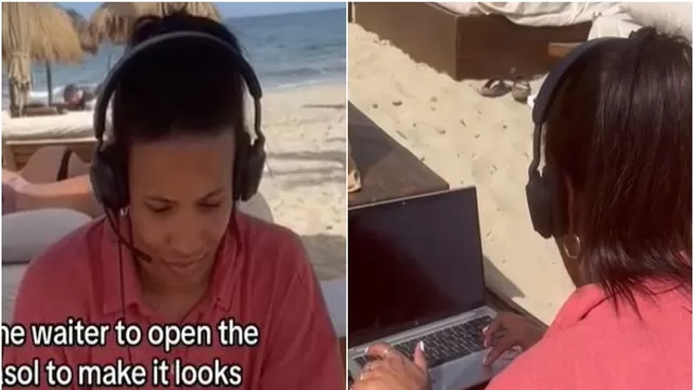 ¡La descubrieron! Su jefe le pidió hacer videollamada en teletrabajo y ella estaba en Ibiza ¿Cómo reaccionó?