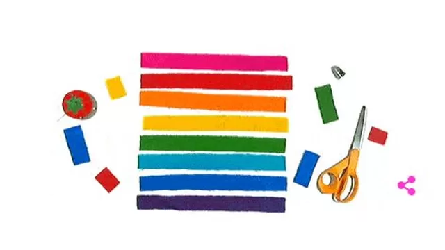 Doodle por Gilbert Baker, creador de la bandera LGBT. Imagen: Google