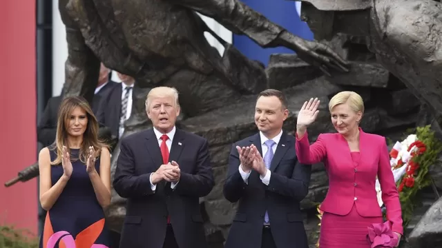 Donald y Melania Trump con el presidente de Polonia y su esposa. Foto: AFP