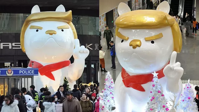 El "perro Trump" se populariza en China por Año Nuevo. Fotos: Twitter @PDChina