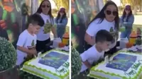 YouTube: Niño golpea a su tía en su cumpleaños porque le empujó la cara contra la torta