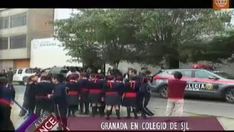 	Granada asust&oacute; a ni&ntilde;os y padres en colegio de San Juan de Lurigancho.