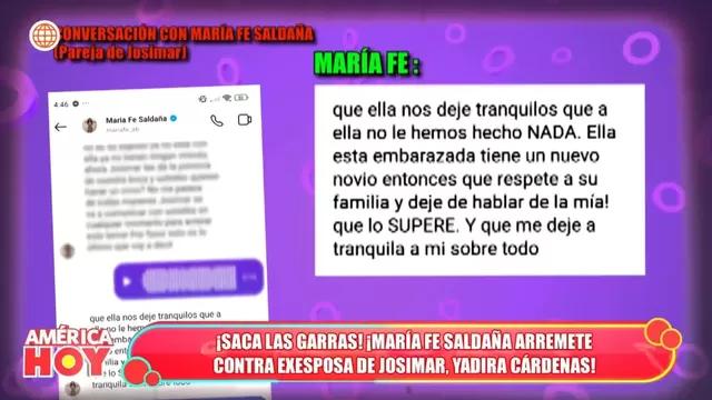María Fe Saldaña se defiende de acusaciones de Yadira Cárdenas. (Foto: América Hoy)