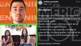 Melissa Paredes avisó a Rodrigo Cuba que se iba a retirar del departamento.