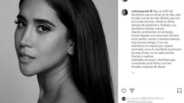 Melissa Paredes confirma en Instagram su separación de Rodrigo Cuba.