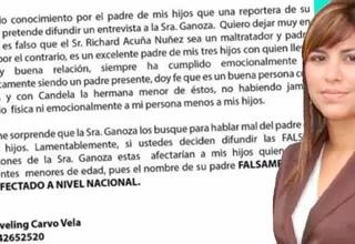 Richard Acuña: Susan Carvo salió en defensa de su exesposo tras acusaciones de Camila Ganoza