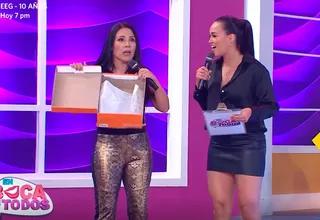 Angie Arizaga le regaló zapatos a Tula Rodríguez y así reaccionó la conductora al ver la caja vacía