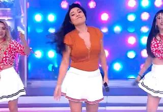 Tula Rodríguez sufrió percance con su falda al bailar "El teléfono" de Pintura Roja