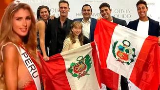 Hugo García y su eufórica celebración junto a la familia de Alessia Rovegno en la preliminar del Miss Universo