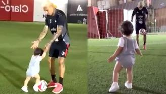 Paolo Guerrero protagonizó tierno momento junto a su hijo al jugar fútbol
