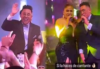 Christian Cueva se robó el show cantando y bailando en la boda de Brunella Horna y Richard Acuña