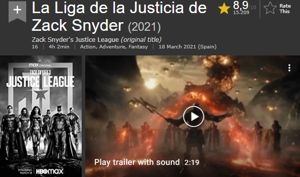 Liga de la Justicia de Zack Snyder - IMDB