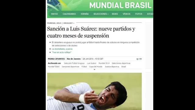 Así reaccionó la prensa uruguaya y de todo el mundo por sanción a Suárez-foto-4