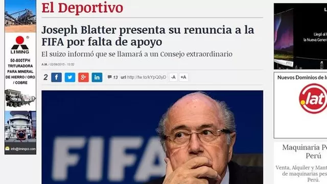 Joseph Blatter: Así informaron los medios sobre su renuncia a la FIFA-foto-5