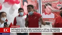 Partidarios de Perú Libre increparon a virtual congresista Guillermo Bermejo por inaugurar locales del partido