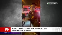 San Juan de Lurigancho: Policía ebrio conducía moto sin placa de rodaje