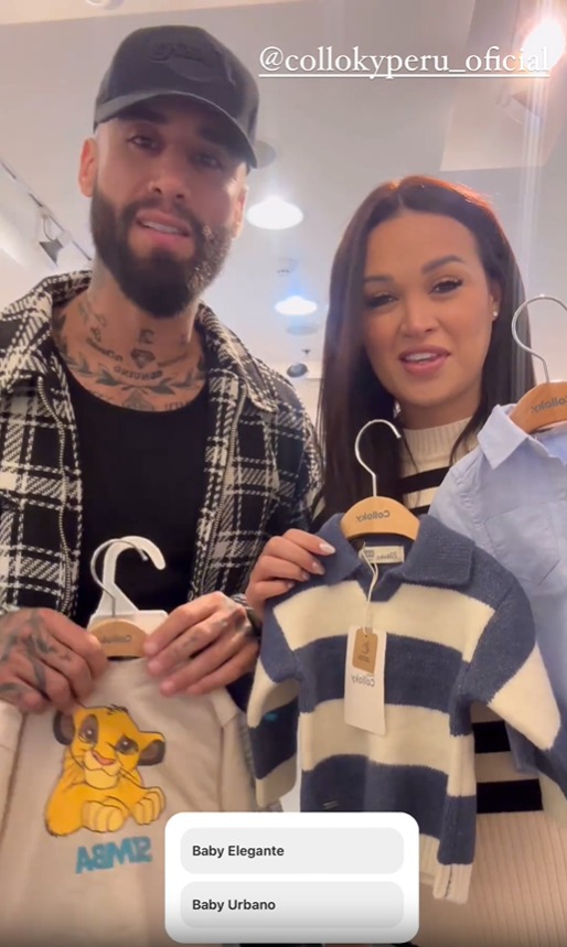 Jota Benz y Angie Arizaga compraron ropa para su bebé. Fuente: Instagram