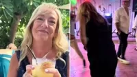 ¡En el piso! Mujer se pasó de copas en una boda por realizar reto viral 