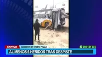 El Agustino: Al menos seis personas heridas tras despiste de bus de transporte público