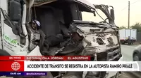 El Agustino: Cuatro heridos tras accidente en la autopista Ramiro Prialé