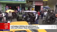 El Agustino: Llevaban droga en mototaxi y los capturan tras persecución