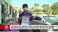 El Agustino: Vecinos del parque Túpac Amaru denuncian amenazas