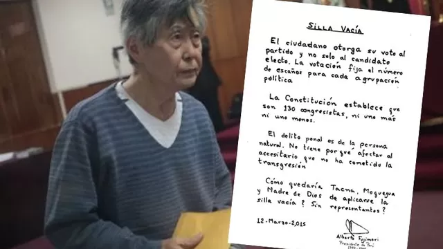 Alberto Fujimori cuestiona proyecto de ley de la 'Curul Vacía'