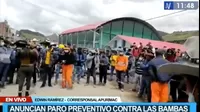 Challhuahuacho en paro preventivo contra el gobierno y Las Bambas