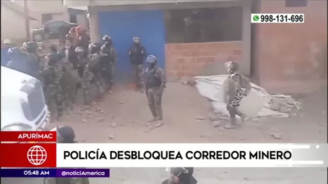 Apurímac: Policía desbloquea corredor minero